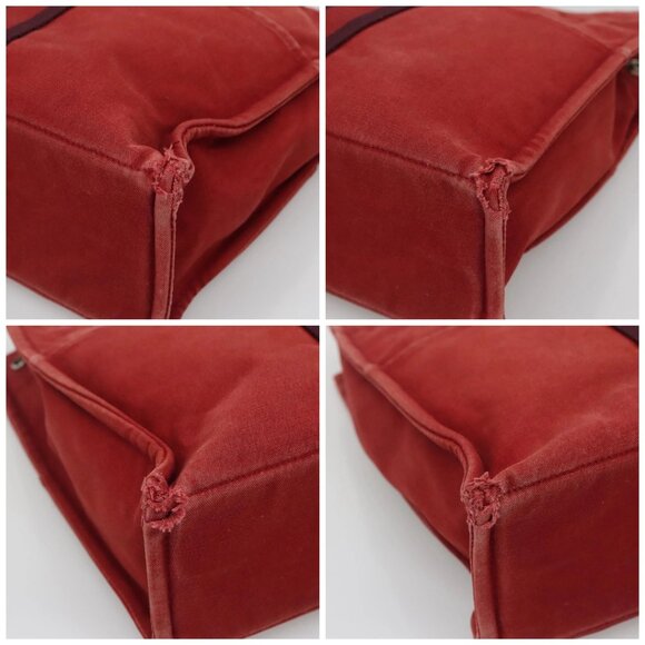 HERMES Fourre Tout MM Hand Bag Canvas Red Silver Auth - Picture 16 of 16